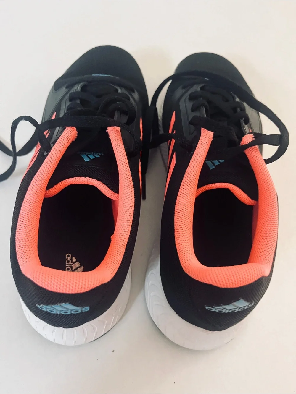 adidas Kids Black Sneakers with Coral Accents